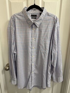 Ralph Lauren White Button-Down Shirt with Blue Check